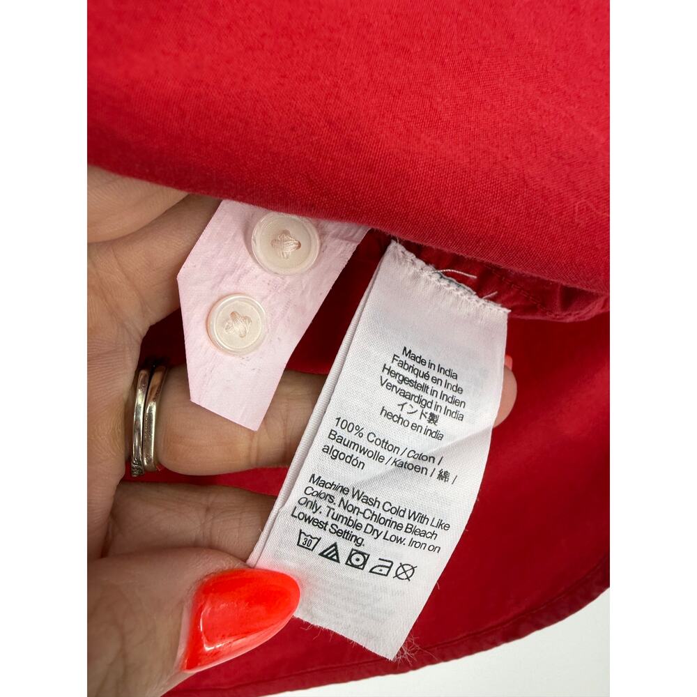 NWT Madewell The Easy Shirt in Poplin Cherry Red Button-Up Oversized Cotton M - Picture 9 of 10
